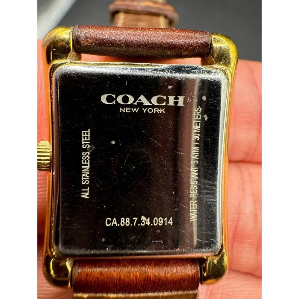 Coach Stainless Steel Gold Tone Square Watch CA.88.7.34.0914 White Dial Working - Picture 8 of 11